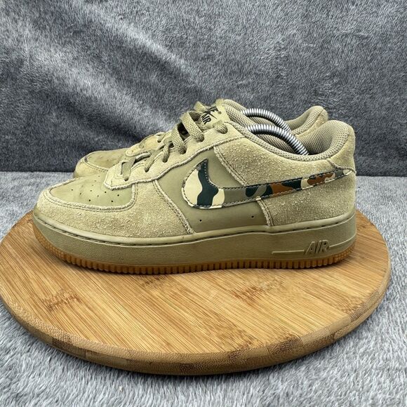 Nike Other - Nike Air Force 1 Shoes Boys Size 6Y Camo Swoosh Sand Suede 596728-202 Sneakers